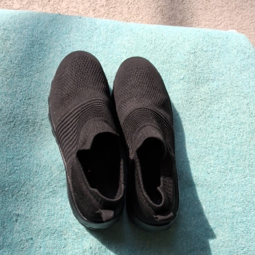 Black Knit Slip-On Sneakers